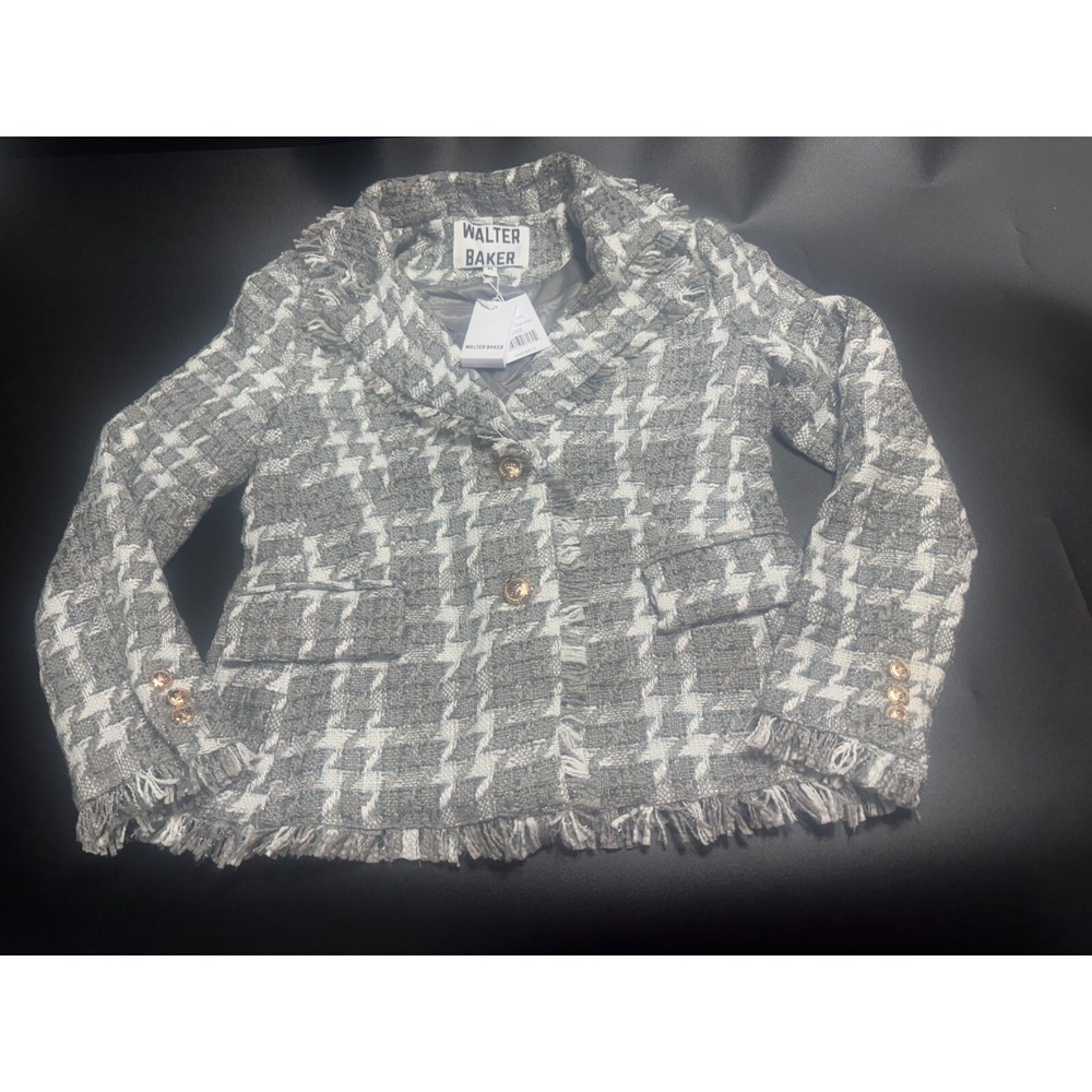 Walter Baker NWT Damon Blazer ‎ Medium Heritage Tweed Gray Notch Single Breasted